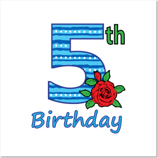 5th Floral - 5th Birthday - Flower - Floral - Birthday Party gift Posters and Art